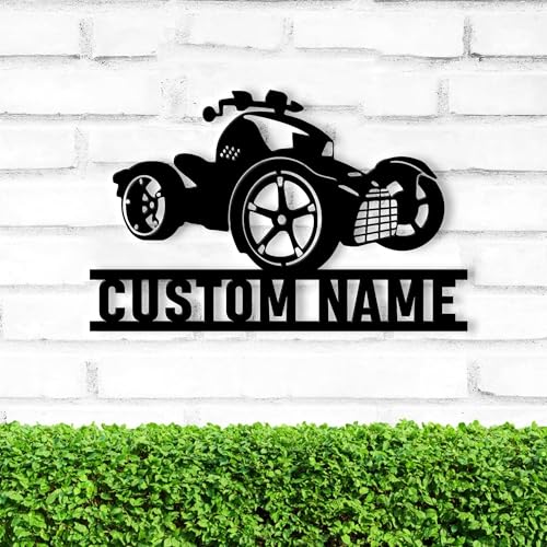 Image of Custom Ryker Metal Wall Art LED Lights Personalized Dirt Bike Name Sign Home Three Wheel Motorcycle Decor Biker Decoration Man Cave