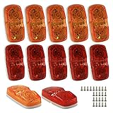 LED Trailer Marker Lights - 6 Red & 6 Amber Combination Bullseye Lights | Rear & Side Exterior Clearance Surface and Sleeper Panel Mount | 12V Universal Fit for Campers, Trucks, Semis, RVs, Boats