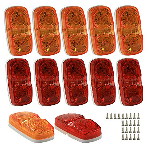 Wellmax Led Trailer Marker Lights, 6 Red And 6 Amber Combination Bullseye Lights, Rear And Side Exterior Clearance Surface And Sleeper Panel Mount, 12V Universal Fit #TOP30