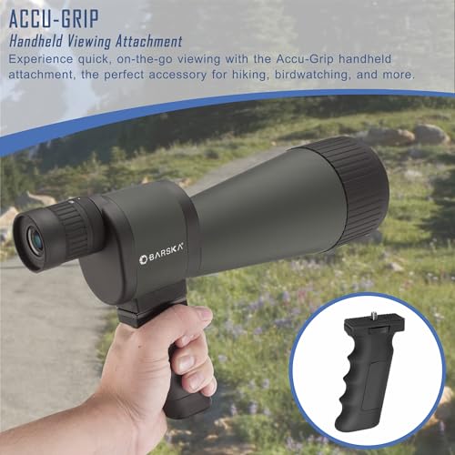 BARSKA Benchmark 18-90x88 Straight Spotting Scope with Handheld Tripod, Table Top Tripod, Soft Carrying Case And Hard Case, Green/Black/Dark Green