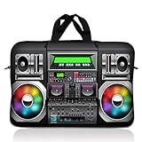 Laptop Skin Shop 15' - 15.6' Neoprene Laptop Sleeve Bag Carrying Case with Handle - Boom Box Music