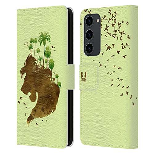 Étui portefeuille Galaxy S23+ Head Case Designs avec silhouette lion en cuir