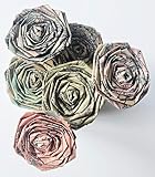 Old Map Paper Rose Bouquet Vintage Shabby Chic Home Decor Artificial Flowers Flora Gift For Her Him Anniversary Birthday Destination Travel Wedding Paper Flower Bouquet (Bunch of 6)