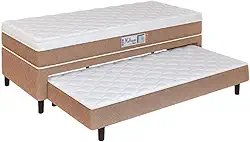 Cama Box Solteiro Com Cama Auxiliar Conjugada Espuma D28 Aspen 88x188x53cm Marrom/Branco Hellen