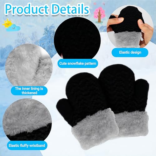 Kids Warm Winter Gloves, Boys Girls Fleece Lined Thermal Knit Mittens for Snow Cold Weather 2-6Years2