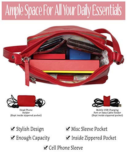 Image of Genuine Leather Crossbody Purse and Handbags - Crossover Bag Over the Shoulder Women | Genuine Leather