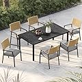 Grand patio Patio Dining Set 7, Outside Dining Set, Patio Furniture Sets for 6, Outdoor Furniture with 6 Open Woven Chair and Outdoor Table 4-6 Person Use for Yard, Poolside, Parties-Grey