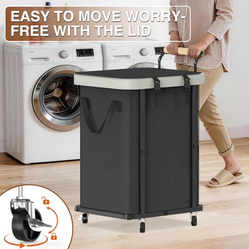 Save Big on Elowen 40 Gal Laundry Hamper with Lid & Wheels - Image 3
