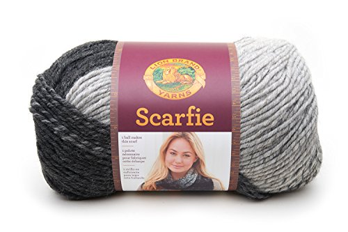 Image of Lion Brand Yarn 826-207 Scarfie Yarn, Silver /Charcoal