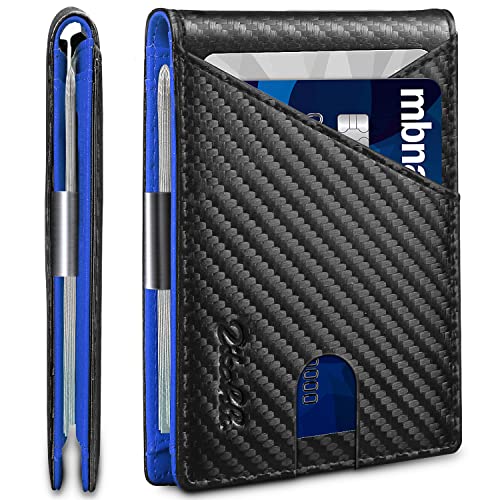 Zitahli Slim RFID Wallets for Men, Money Clip Bifold Leather Wallet Minimalist Mens Wallet with ID Window and 12 Card Slots