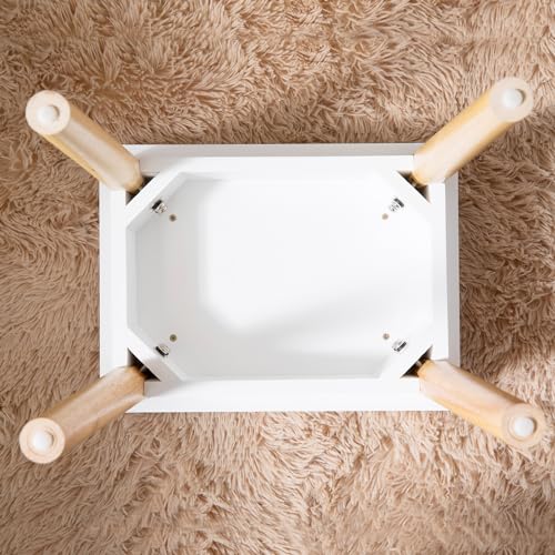 Taburete de madera para tocador blanco BRAGUE con asiento de poliuretano cómodo 5