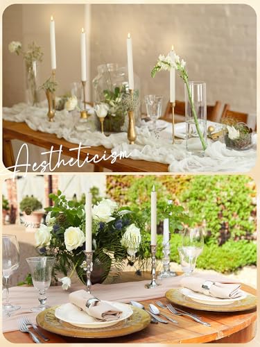 Image of Treela 24 Pcs Flameless Taper Candles Battery Operated ulkB Fake Candles Light LED Candle Sticks Flickering Tapered for Wedding Anniversary Holiday Decoration(Conical,10 Inch,Ivory)