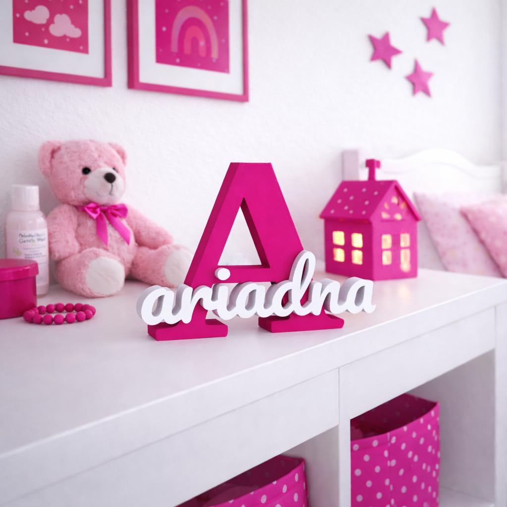 Inicial Personalizada con Nombre en 3D Letra PLA Fucsia de 20cm