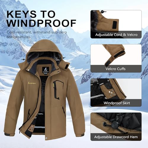 Image of Mens Winter Coats Ski Snowboard Jacket Down Waterproof Coat | Warm Jacket, Insulated Jacket, Cold Weather Jacket, Heavy Jackets, Winter Parka, Windproof Coat, Hiking, Camping, Working