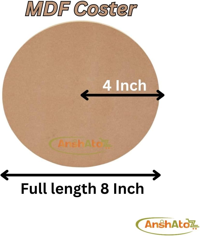 Round Wooden Canvas 8 inch MDF Art Board Sheet 3mm Used for Art, Craft, Painting, Mandala,Resin,Lippan Art, Decoration,Cake Base,Children Creativity DIY Set (Pack of 2)