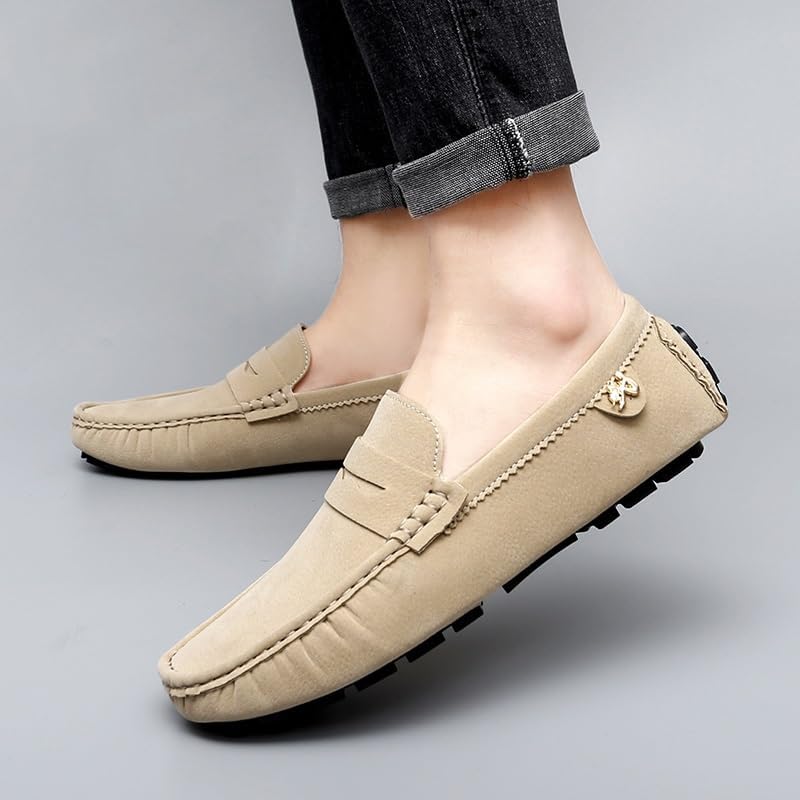 Battle Men Men's Suede Penny Loafer– Driving Moccasins Casual Slip-On Solid Color Shoes for Weekend Outings and Summer Comfort
