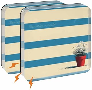 2 Pcs Acrylic Fridge Magnets Small Square Refrigerator Magnet Light Yellow Blue Striped Magnet Stickers for Kitchen,Office Whiteboard,Cabinet,Locker Potatoes Illustrations