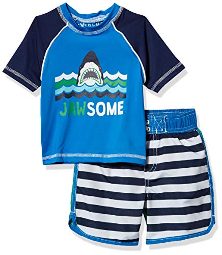 iXtreme Boys' Baby Printed Two Piece Rashguard Sets, Navy, 24M