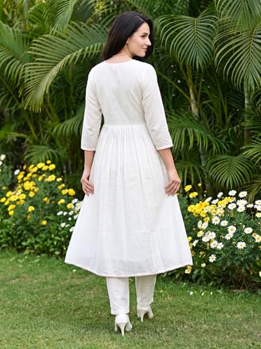 Image of INDO ERA Women's Pure Cotton Embroidered Thread Work Kurta & Pant with Dupatta Set (IEAI13046)