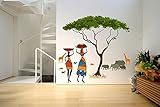 Decals Design 'Artistic Tribal Ladies with Animals Nature' Wall Sticker (PVC Vinyl, 60 cm x 90 cm, Multicolour)