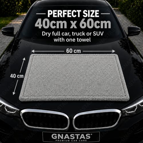 Image of Microfiber Car Drying Towel Ultra-Thick, Super Absorbent, Streak-Free & Scratch-Free Cleaning Cloth | Dual-Sided Edgeless Detailing Towel for Cars, Home & Kitchen 1PC (40x60 CM (Grey-Black))