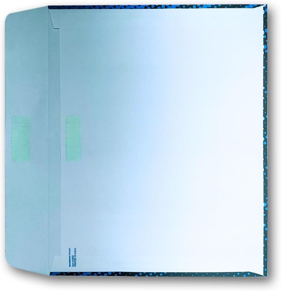 Blue Sports Envelopes, 9.5" x 12" portrait envelope with 5" x 6" plastine window. 100 pack|5850