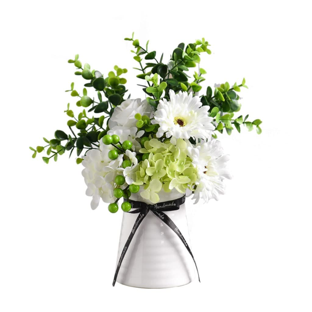 Künstliche Blumen Seide Tuch Künstliche Blumen Hochzeit Home Esstisch Decor Bouquet Vase Set Hübsche Szenen Anordnung Gefälschte Blume Künstliche Blumen wie Echt (Color : White)