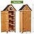 GarveeLife Outdoor Wood Storage Shed Cabinet, Wooden Garden Tool Sheds, Outside Vertical Organizer with Floor, Waterproof Roof, 3 Shelves, 4 Hooks and Lockable Door for Patio Hallway Backyard, Natural