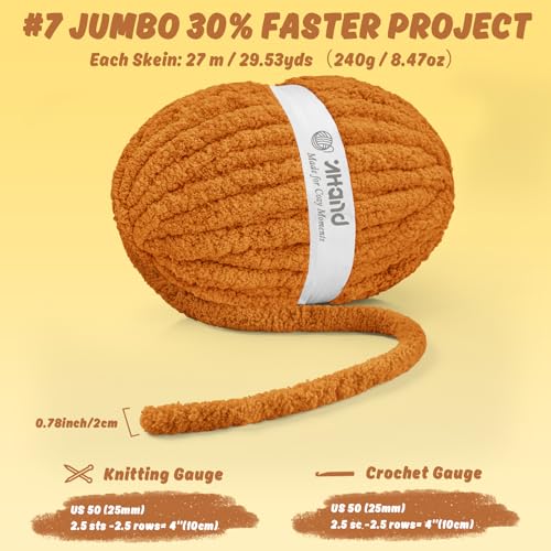 Image of Inhand Orange YellowChunky Chenille Yarn for Hand Knitting,Thick Bulky Fall Decor Blanket Yarn for Crocheting,Soft Fluffy Yarn for Autumn Crochet Gifts for Women /Beginners,18 Pack (29.5Yds /8.4oz Each)