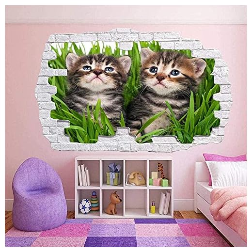 ZYYS väggdekal Två kattungar väggdekaler väggdekaler för konst 3d dekaler hemkontor dekoration
