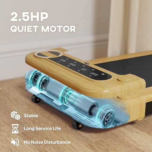 Image of 17x43 inch Premium Space-Saving Portable Under Desk Treadmill Featuring Remote Control Bluetooth Speaker Wheels led Display