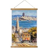 ABoby Vintage San Francisco Posters - Travel Poster for Homes and Offices - City Wall Art Painting with Wood Frames - Ready to Hang