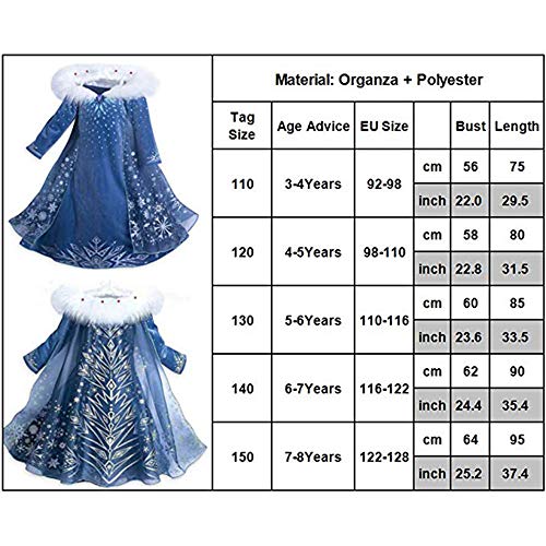 Snow Princess Costume Girls Halloween Cosplay Fancy Dress Queen Christmas Birthday Party Dress 3-8Y #TOP6