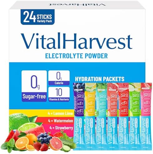 24 Sticks Electrolytes Powder Packets 7 Flavors Sugar Free Hydrat...