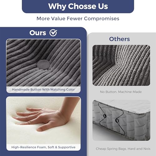 Image of MAXYOYO 79 inch Loveseat Sofa Couch for Small Spaces, Upholstered Boneless Cloud Couch for Apartment Bedroom, 2-Seater Love Seat Floor Modern Sofa with Pillows, No Assembly Required, Dark Grey