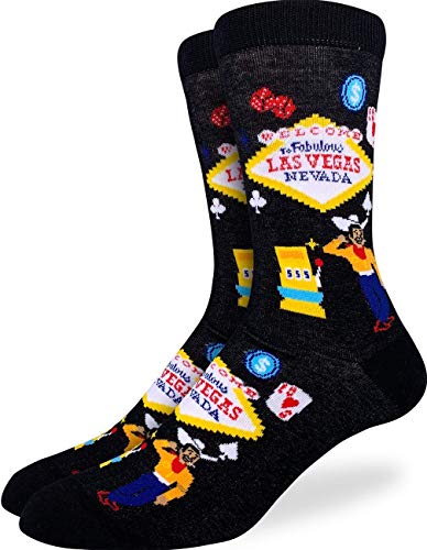 Good Luck Sock Men s Las Vegas Socks - Black, Adult Shoe Size 7-12