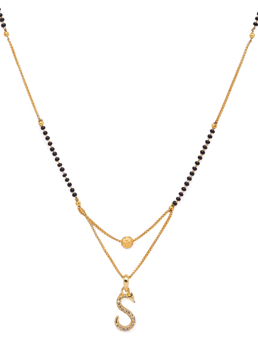 Women's Alphabet S Letter Long Mangalsutra Designs Latest Initial Name Customized American Diamond Personalized Pendant For Husband Wife Couples (21 Inch)-image-37