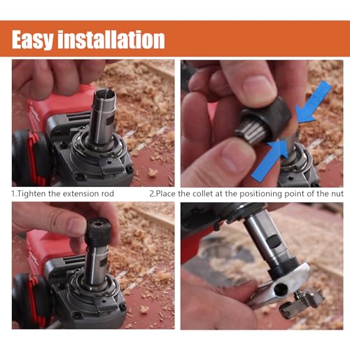 5/8\"-11 Thread Angle Grinder Extension Shaft Set Electric Drill Conversion Collets Adapter Woodworking Tool Accessories Include Spring Collet 1/4\" & 1/2\" 3PCS