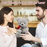 Teddybär Plüsch Kuschelbär 23 cm Teddybär Klein, Teddy Bär mit Rose Stofftier Spielzeug Dekozimmer,Plüschtier Bär Kuscheltiere für Mädchen und Jungen,Geschenk für Weihnachten, Valentinstag, Geburtstag