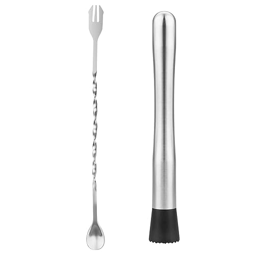 tifanso Muddler for Cocktails, 10" Muddler and Long Handle Bar