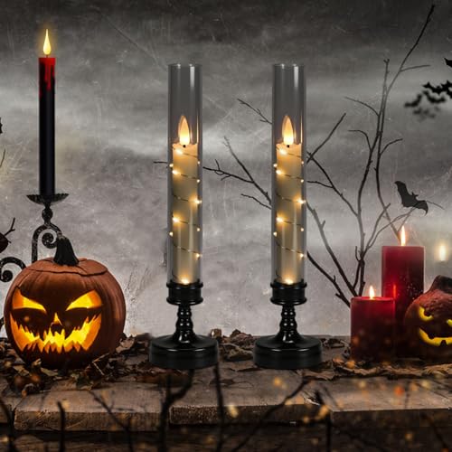 Velas LED cónicas Eldnacele con mando y luces integradas para decoración navideña 6