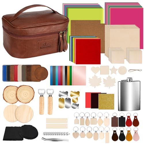 Laser Engraving Materials Kit, 185Pcs Laser Engraving Blank Supplies for Art and Craft, Laser Engraver Accessories Suitable for Both Engraving Pens & Laser Engravers