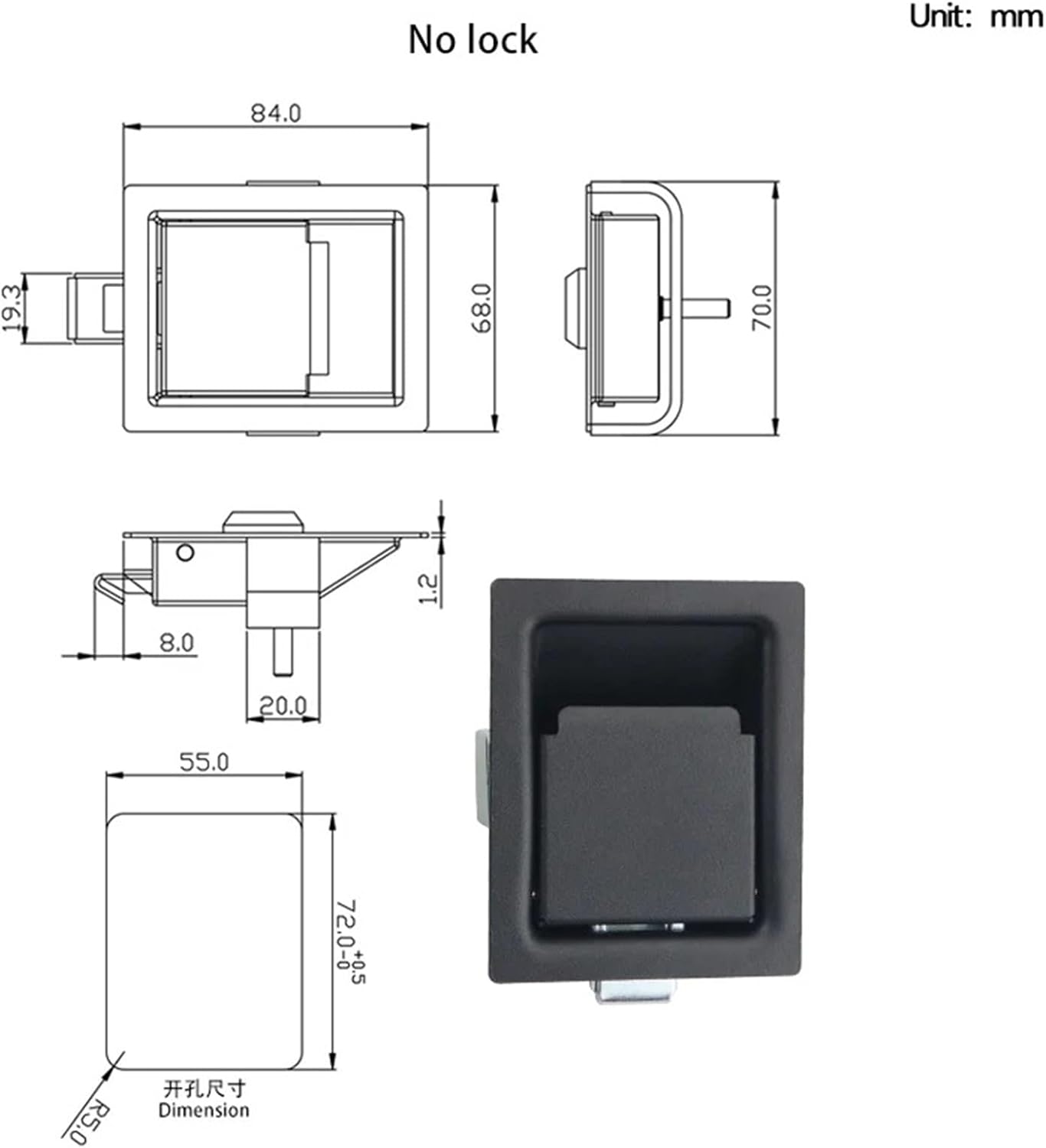 Industrial Electrical Automation Mechanical Equipment Door Lock Truck Trailer Control Cabinet Embedded Panel(No Lock)