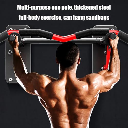 Barra de pull up para entrenar en casa con elásticos y saco de arena 4