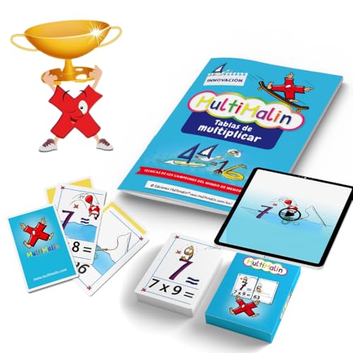 Multimalin Tablas de Multiplicar para Niños (Cuaderno + Dibujos Animados + Juego de Cartas) - Aprender las Tablas de Multiplicar con el método de asociación de imágenes mentales (Español)