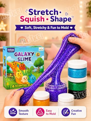 Image of HOTKEI (Pack of 6 Galaxy Slime) Multicolor Fruit Scented DIY Toy Slimy Slime Gel Jelly Putty Set Art kit Toys for Boys Girls Kids 3 to 10 Years - 300 gm