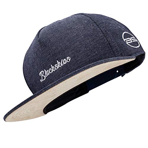 Blackskies® EOS Snapback Cap | Herren Damen Jeans Basecap mit Schirm | Unisex Premium Baseball Mütze Kappe aus Denim - Dunkelblau