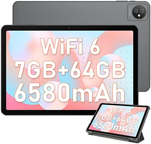 Android Tablet, 【Newly Upgraded WiFi6】Blackview 10 Inch Tablets Tab 8 WiFi, 7GB+64GB/TF 1TB 6580mAh, HD+IPS Display 13MP+8MP Daul Camera, Android 12 Tablet for Kids, BT5.0/Metal Body/Google GMS, Gray