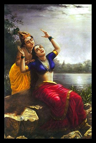 Image of Tallenge - Radha Bilas - Raja Ravi Varma Mythology Collection - Medium Canvas - Framed (16 x 24 inches)