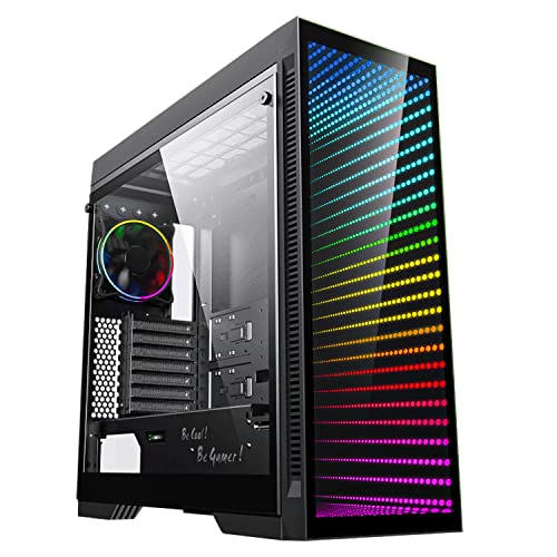 Image of Gaming Case Full Tower, with Tempered Glass Side Panel & ARGB LED Mirror, Supports 7x120mm Fans, GAMEMAX Abyss-TR